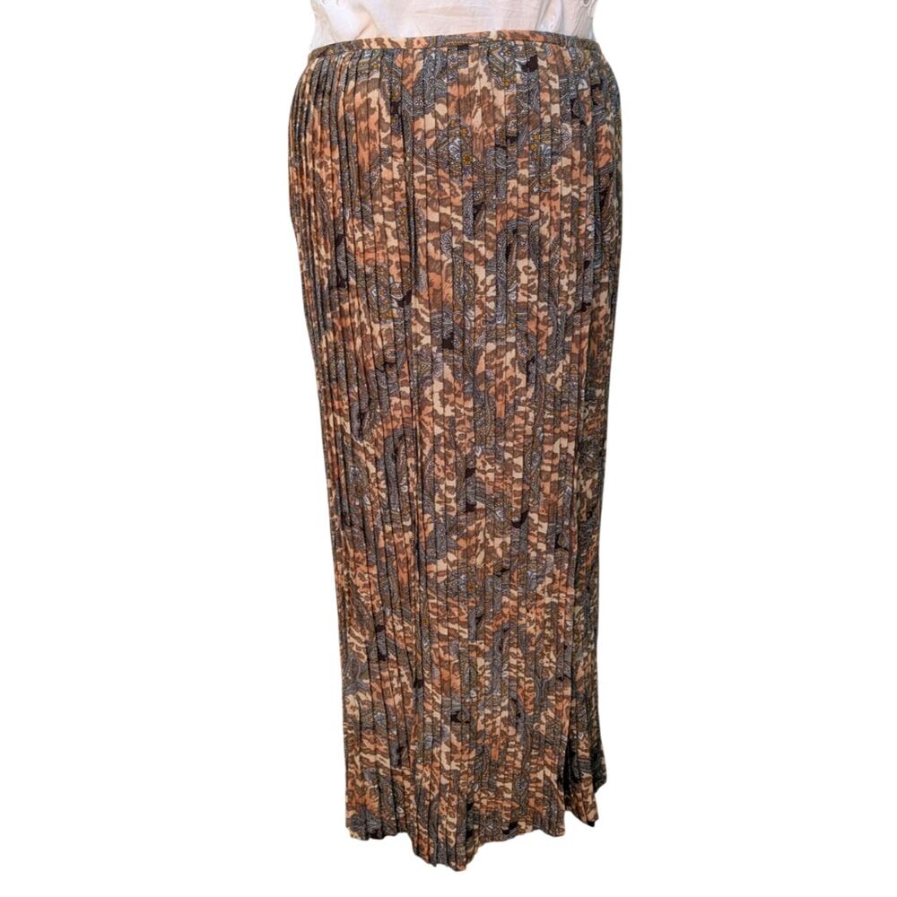 Gruppo Americano collection knife-pleat wool maxi wrap skirt sz 14